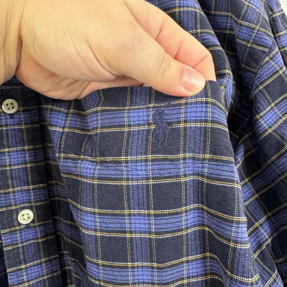 Polo Ralph Lauren Blue Plaid‎ Big Shirt Size Xlarge